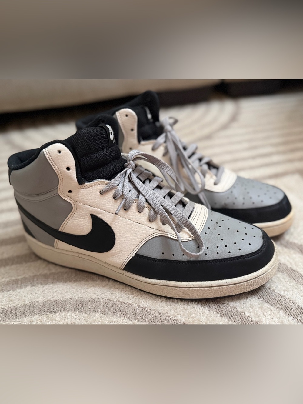Nike Court Vision Mid Sneakers Gray-White-Black Men’s Size 13 - Picture 2 of 9